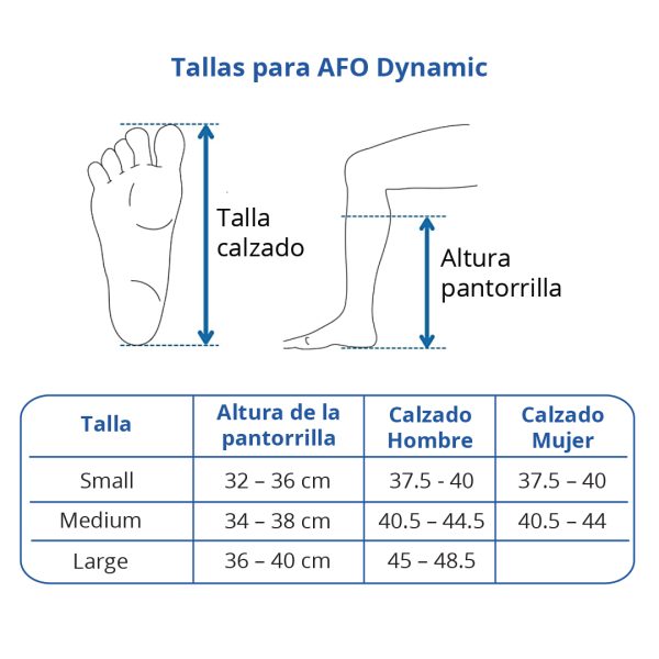 Medidas Órtesis neurológica AFO Dynamic - Doctor's Choice