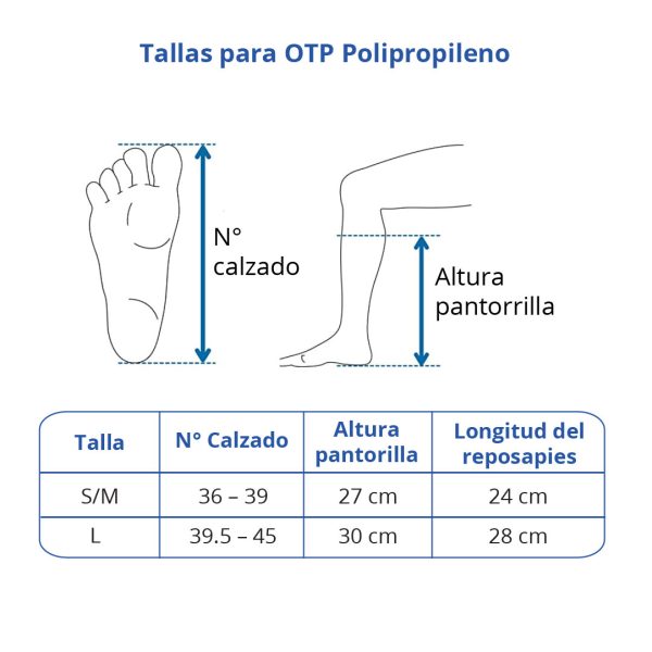 Medidas Órtesis tobillo-pie AFO Leaf Spring - Doctor's Choice