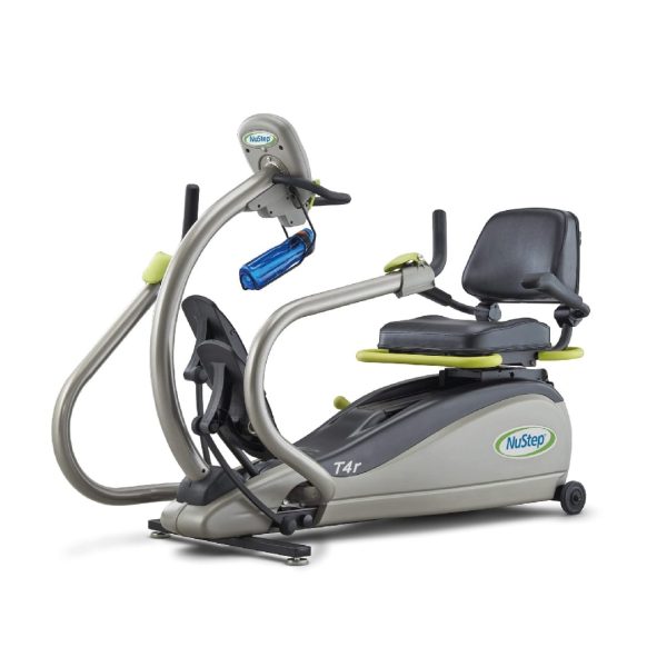 Mejora la rehabilitación y ejercicio cardiovascular con la Elíptica Reclinada T4r NuStep de cuerpo completo que entrena brazos y piernas con seguridad y comodidad. Ejercitar brazos y piernas juntos o por separado. Asiento ergonómico ajustable, movimiento suave y resistencia variable. Ideal para centros de salud y uso profesional. Perfecta para rehabilitación, fitness y adultos mayores. Soporta hasta 180 kg, es silenciosa y fácil de mover. Cómoda, con acceso bajo y seguro, ideal para adultos mayores Doctor's Choice